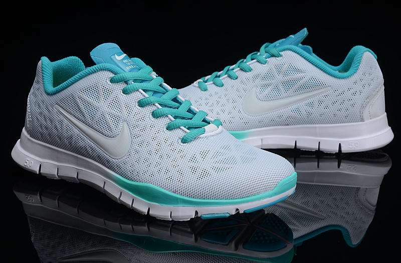 Hot Nike Free5.0 Women Shoes White/Cyan